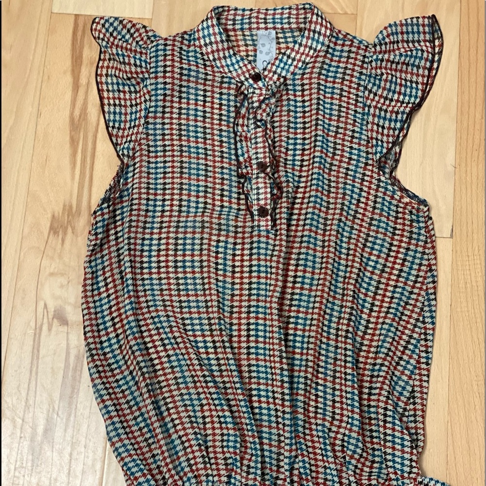 Sheer Ruffle Butterfly Sleeve Blouse